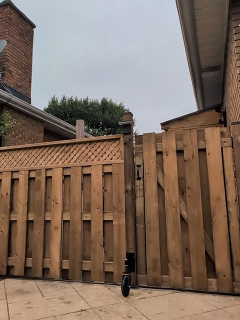 Recent Instagram post showing a custom cedar privacy gate